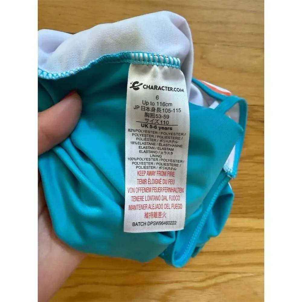 Disney Girls Ariel One-Piece Swimsuit Size 6 Multicolor Striped​
